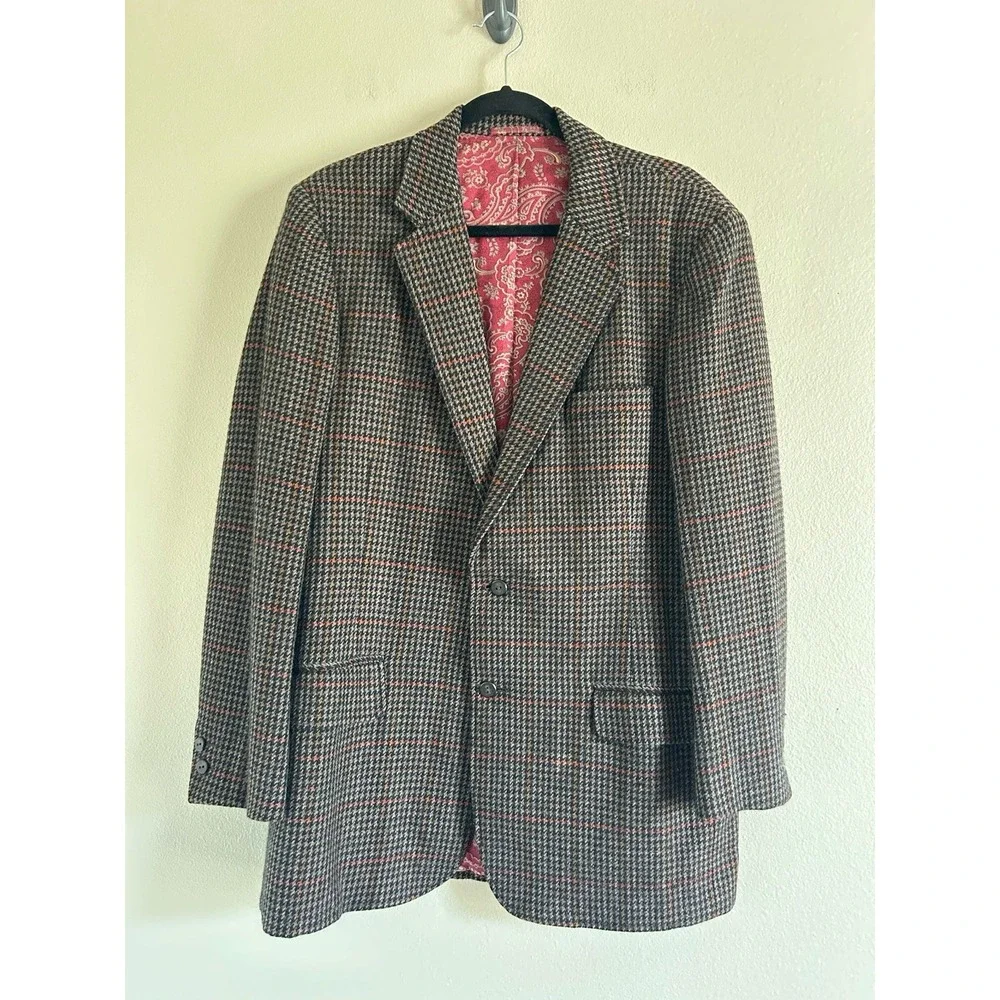VTG 60's  Gene M. Loo's Hallmark Hand tailored 100% Cashmere Houndstooth blazer